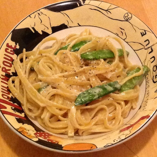 Fettuccine Alfredo & Snap Peas – created on the CHEF CHEF app for iOS