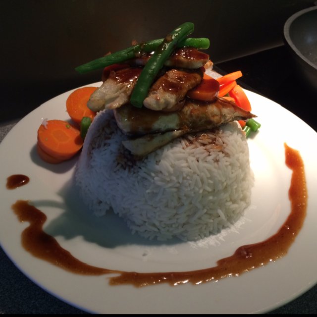 Bonito fish steak w/ rice – created on the CHEF CHEF app for iOS