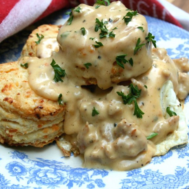 Cheddar Biscuits & Sausage Gra – created on the CHEF CHEF app for iOS