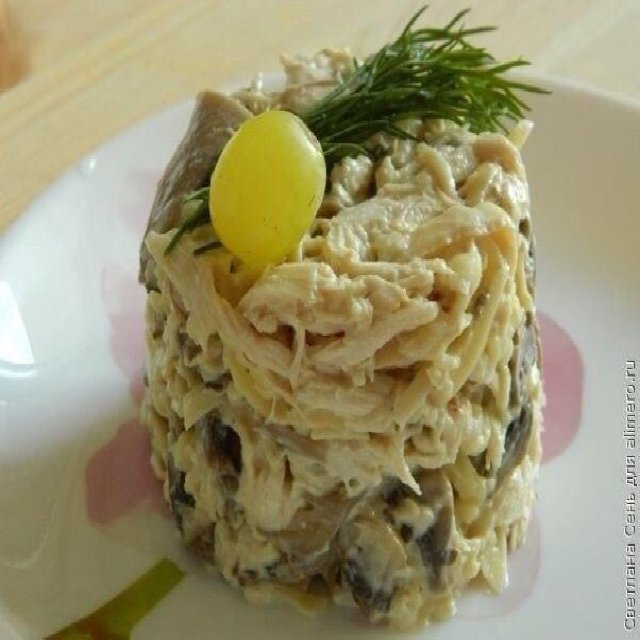 Грибной салат с курицей – created on the CHEF CHEF app for iOS