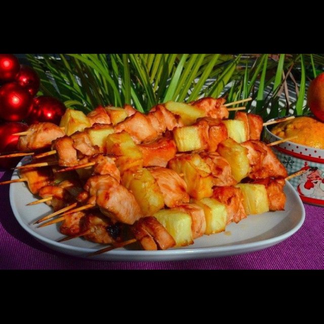 Шашлык с курицей и ананасами – created on the CHEF CHEF app for iOS