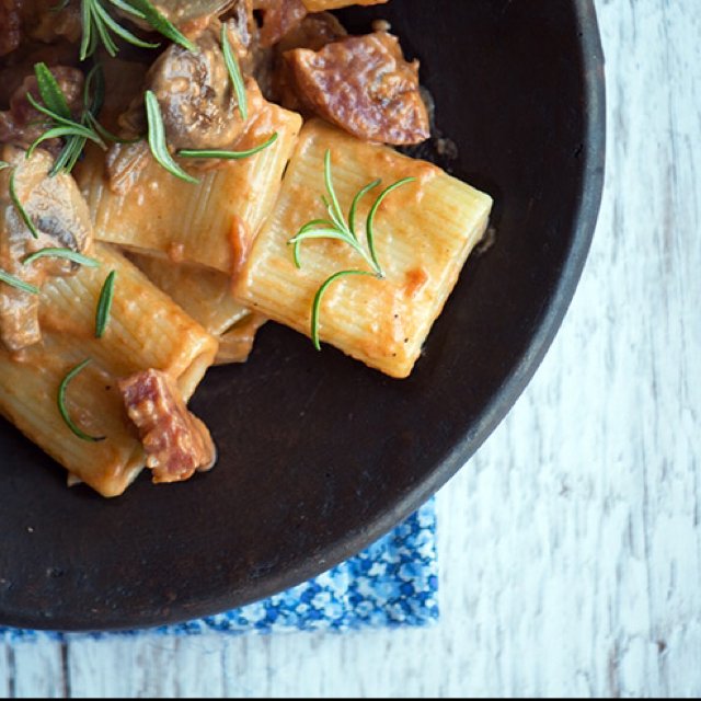 Pasta m. Chorizo og svampe – created on the CHEF CHEF app for iOS